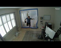 Man trips over painters tape plastic wrap