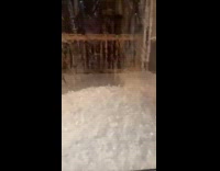 Heavy hail storm on balcony