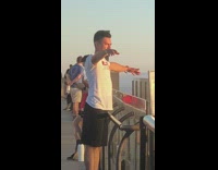 Man spread both arms sunset photo shoot