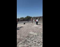 Man slow jump rope on ancient city