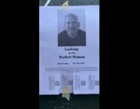 Paper printed poster man look for perfect woman