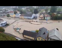 Whole town in Austria flooded during typhoon