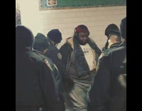 Cops search guy at subway station 