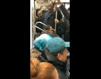 Collab Subway Creatures - Man in black jacket with fur talks to himself