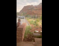 Porta potty gets blown away from the storm