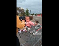 Wife surprising husband with friends and family at costco 