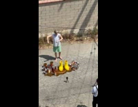 Woman wears yellow boots with beans inside Part 2