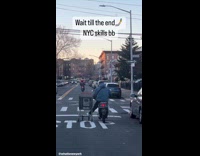 Collab WINY - Man dragging shopping cart using leg while on a motorcycle