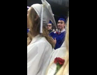 Girl throws friends invisible thing hit the woah gradfuation