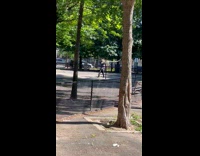 Man swing and crack whip noise park