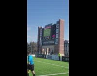 Soccer game cameraman show window frame on screen