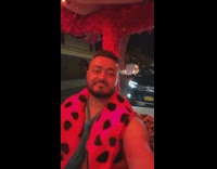 Man Showcases his Flintstones Car and Costume