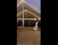 Black dress girl aggressively catches wedding bouquet 