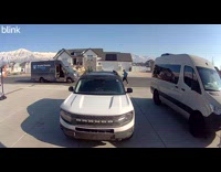 Delivery woman gags at front door footage