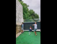 Guy throws ball at wall then camera 