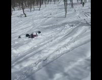 Snowboard jump spin trick fail 