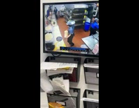 Guy drops pizza dough on his head 