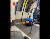 Runner does morning stretches in train pt. 2