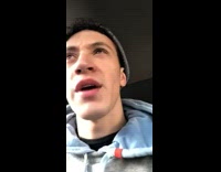 Guy empty van little kids run down sidewalk 