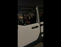 Wild cat trying to hitchhike on guys jeep car