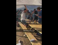 6ix9inechallenge guys spray drinks all over bench canopy