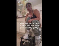 Woman needs to use squatty potty 