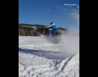 Red and black snow mobile blue jacket