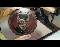 Catwoman hand painted window stained glass artwork