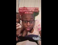 Lady edits teeth onto baby boy brother