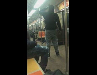 Collab Subway Creatures - Guy does a contemporary dance on subway train