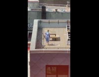 Guy sequin jacket coat basketball shorts rooftop 