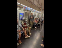 Man wear full knight armor with sword in train