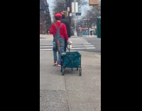 Collab WINY - Man Super Mario costume racoon tail pull cart