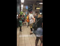 EDM rave shuffle dance party in subway station