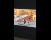 Green beanie girl exercise rooftop satellite dish 