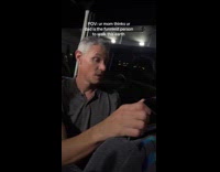 Woman laughs at husband sleeps at bus