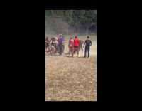61 year old dad wrestling an angry bull by the horns 
