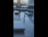 Man shadowbox practice on the water fountain