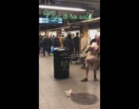 nyc is so wild skin suit pregnant woman strapped to trash can