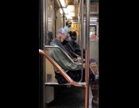 Woman wears scales on head 