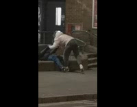 Drunk guy struggles to get back up 