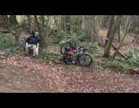 Guy on bicycle does backflip ramp fail 