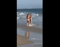 Woman red bikini kneel white singing bowl