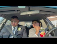 Two guys in car eat McDonalds forgot prom