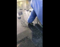 Person use finger make water follow surface tension