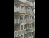 Girl black tank top dance tiktok balcony