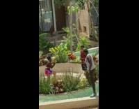 Man red tank top champagne shower mini gazebo Part 1