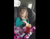Little girl eats mcdonalds fries falls asleep 