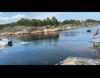 Guy preps to water ski fail 