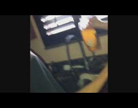 Guy glasses drinks water from sink and gargles with orange soap